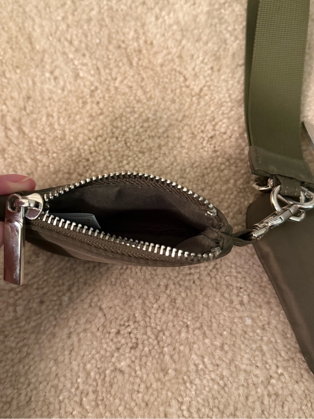 Double Pouch Keychain Wristlet in Olive Green - Picture 2 of 3